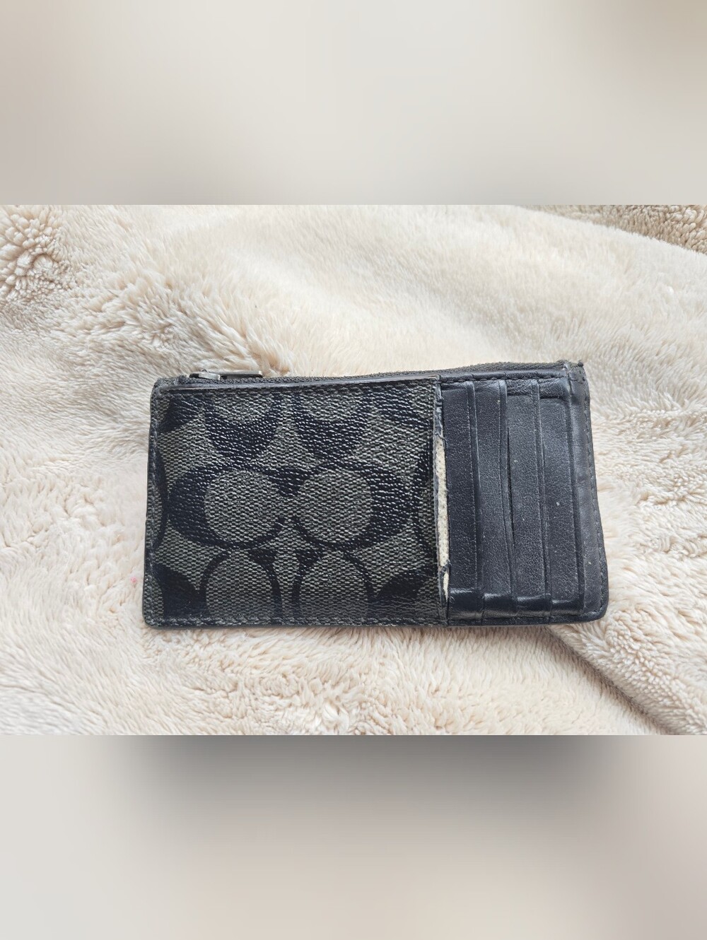 Coach Men's Black Signature Pattern Bifold Wallet